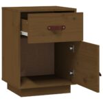 Table de chevet Marron miel 40x34x55 cm Bois de pin solide – Image 5