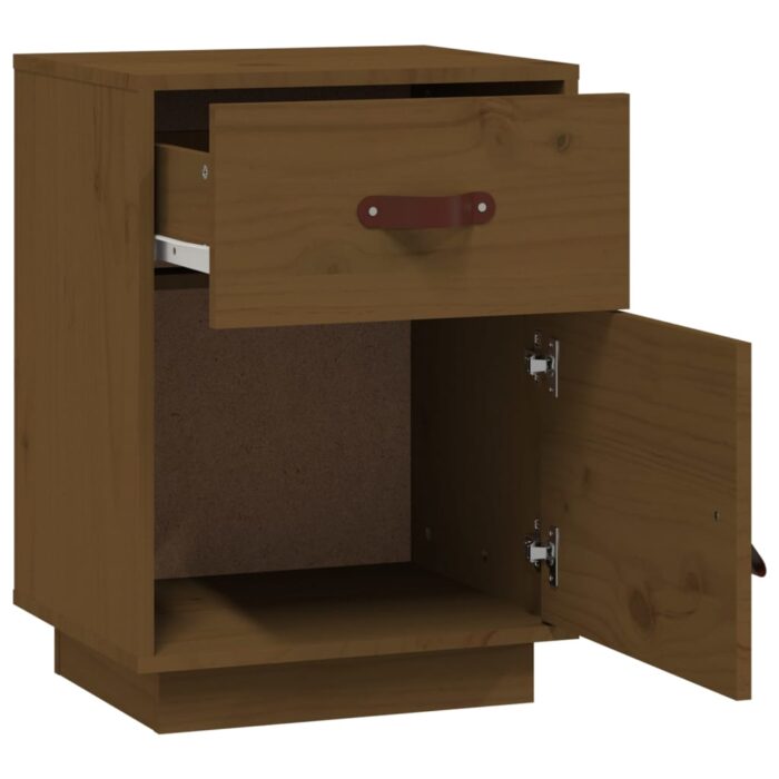 Table de chevet Marron miel 40x34x55 cm Bois de pin solide – Image 5