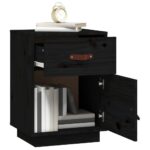 Table de chevet Noir 40x34x55 cm Bois de pin solide – Image 2