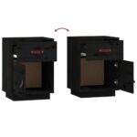 Tables de chevet 2 pcs Noir 40x34x55 cm Bois de pin massif – Image 7