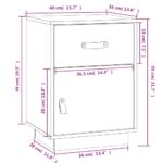 Tables de chevet 2 pcs Noir 40x34x55 cm Bois de pin massif – Image 9