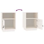 Table de chevet Blanc 40x34x55 cm Bois de pin solide – Image 6