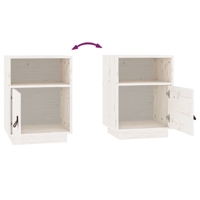 Table de chevet Blanc 40x34x55 cm Bois de pin solide – Image 6