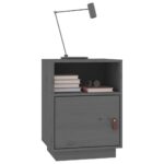 Tables de chevet 2 pcs Gris 40x34x55 cm Bois de pin massif – Image 2