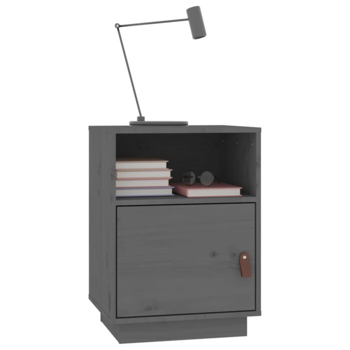 Tables de chevet 2 pcs Gris 40x34x55 cm Bois de pin massif – Image 2