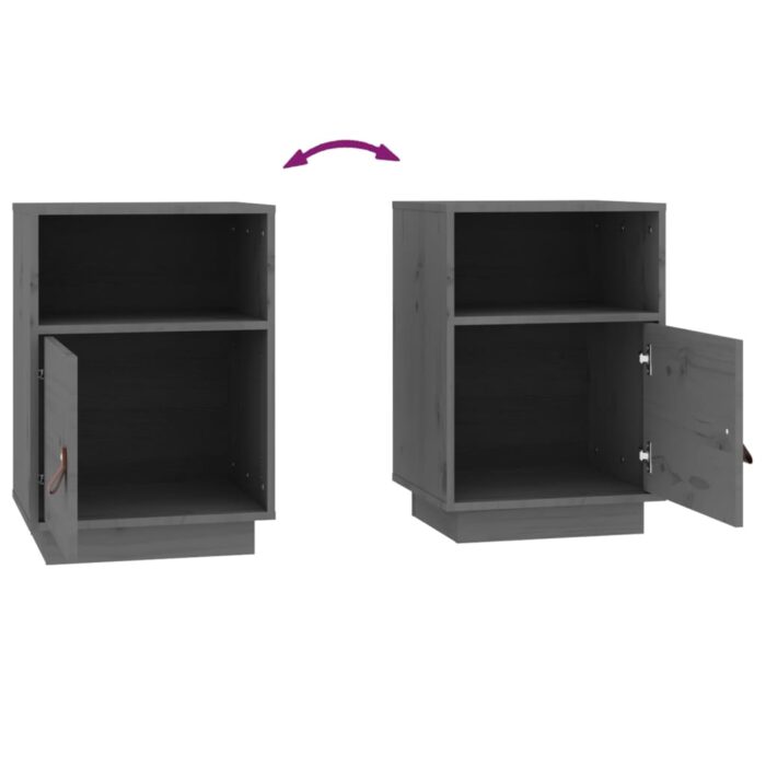 Tables de chevet 2 pcs Gris 40x34x55 cm Bois de pin massif – Image 7