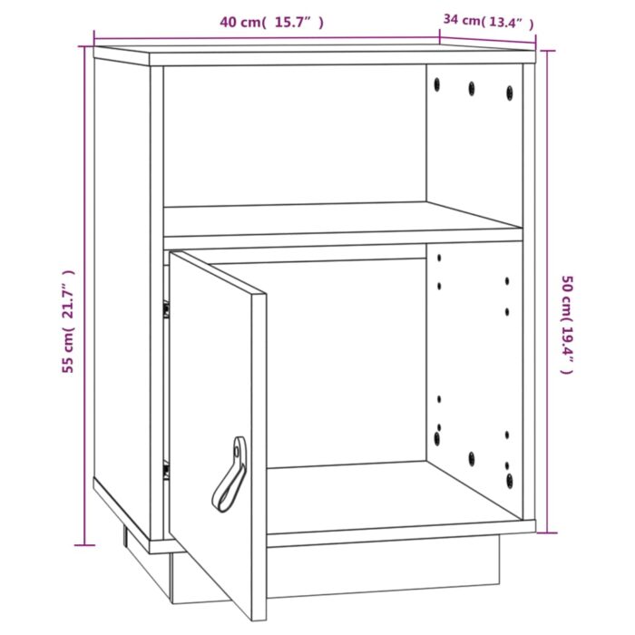 Tables de chevet 2 pcs Gris 40x34x55 cm Bois de pin massif – Image 9