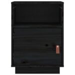 Table de chevet Noir 40x34x55 cm Bois de pin massif – Image 4