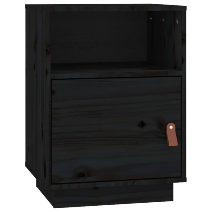 Tables de chevet 2 pcs Noir 40x34x55 cm Bois de pin massif – Image 4