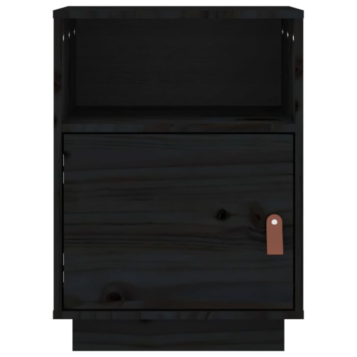 Tables de chevet 2 pcs Noir 40x34x55 cm Bois de pin massif – Image 5