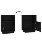 Tables de chevet 2 pcs Noir 40x34x55 cm Bois de pin massif – Image 7