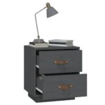 Tables de chevet 2 pcs Gris 40x34x45 cm Bois de pin massif – Image 3