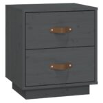  Tables de chevet 2 pcs Gris 40x34x45 cm Bois de pin massif – Image 4