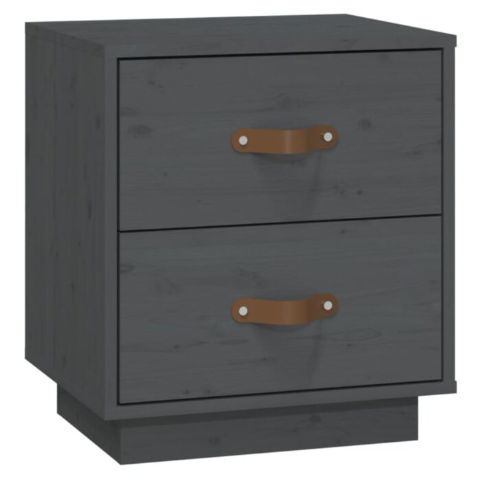  Tables de chevet 2 pcs Gris 40x34x45 cm Bois de pin massif – Image 4