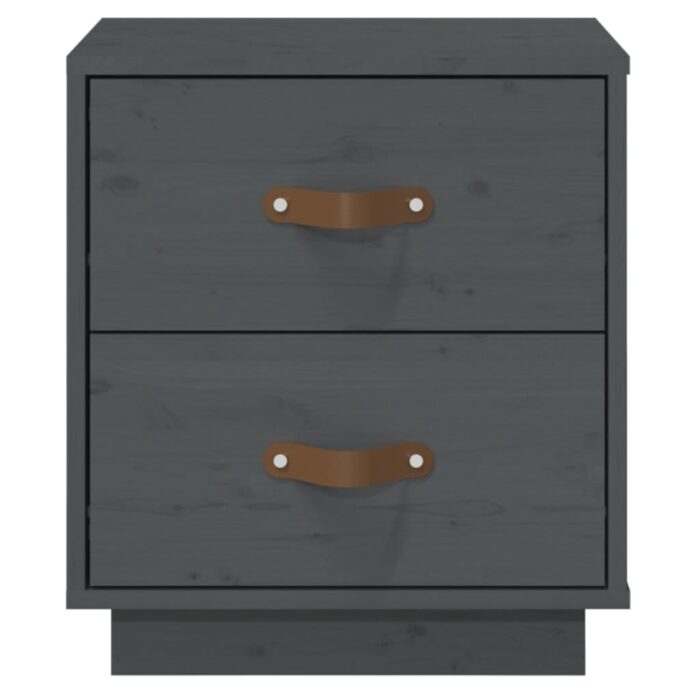 Tables de chevet 2 pcs Gris 40x34x45 cm Bois de pin massif – Image 5