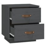  Tables de chevet 2 pcs Gris 40x34x45 cm Bois de pin massif – Image 6