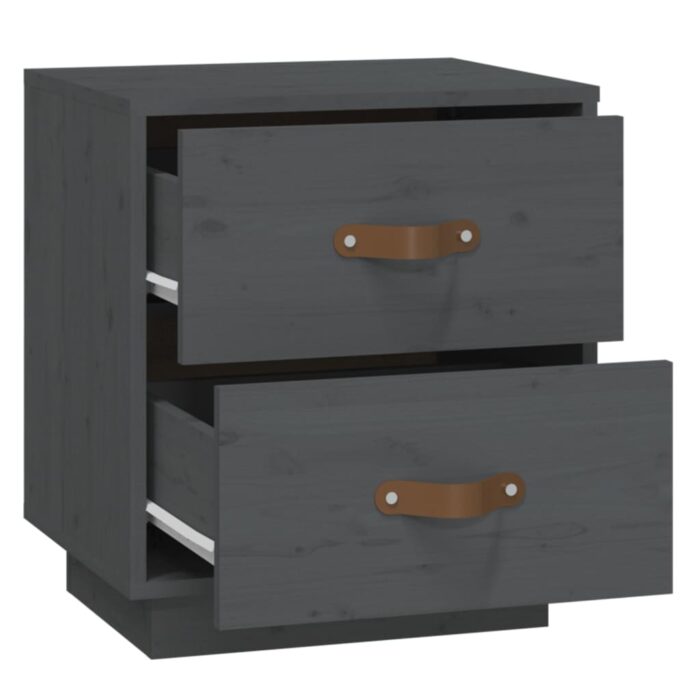  Tables de chevet 2 pcs Gris 40x34x45 cm Bois de pin massif – Image 6