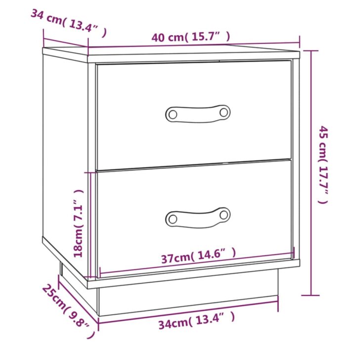  Tables de chevet 2 pcs Gris 40x34x45 cm Bois de pin massif – Image 9