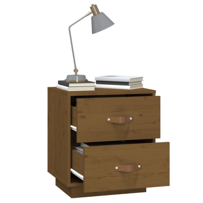  Table de chevet Marron miel 40x34x45 cm Bois de pin massif – Image 2