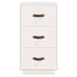  Table de chevet Blanc 40x40x75 cm Bois de pin solide – Image 3