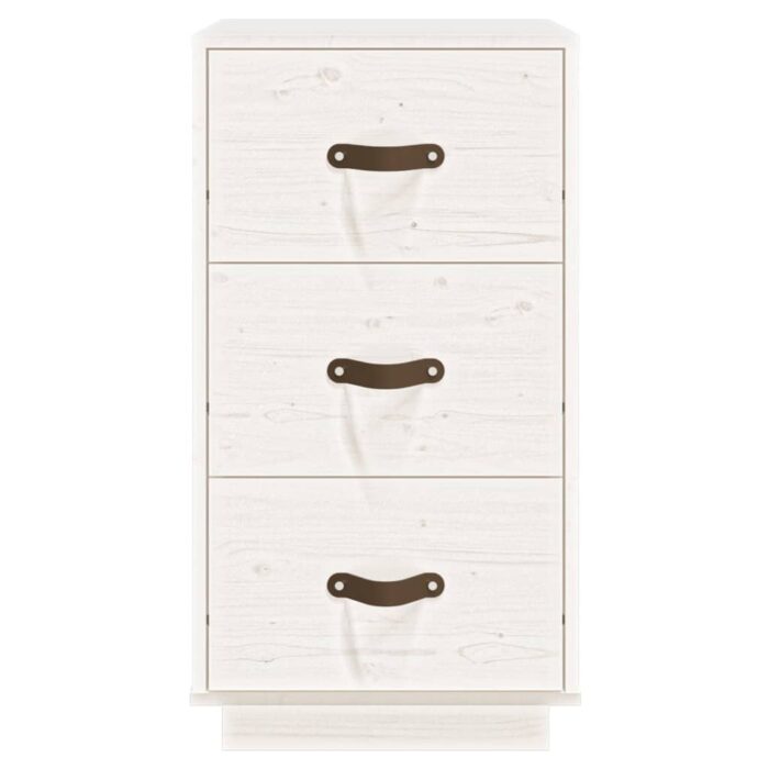  Table de chevet Blanc 40x40x75 cm Bois de pin solide – Image 3