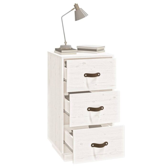  Tables de chevet 2 pcs Blanc 40x40x75 cm Bois de pin massif – Image 3