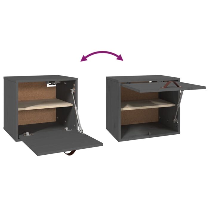 Armoire murale Gris 40x30x35 cm Bois de pin massif – Image 4