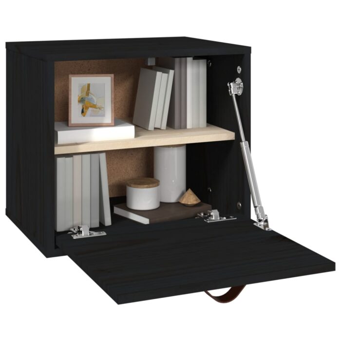 Armoire murale Noir 40x30x35 cm Bois de pin massif – Image 7