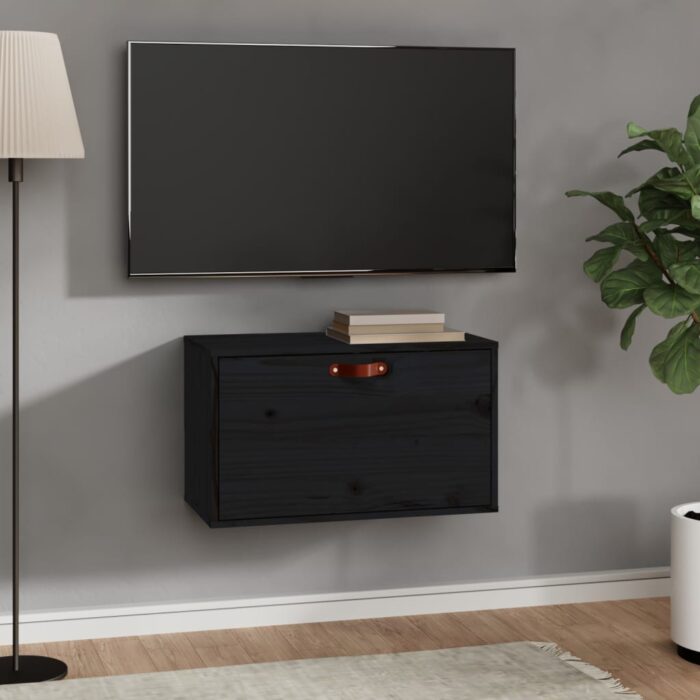 Armoire murale Noir 60x30x35 cm Bois de pin massif – Image 1