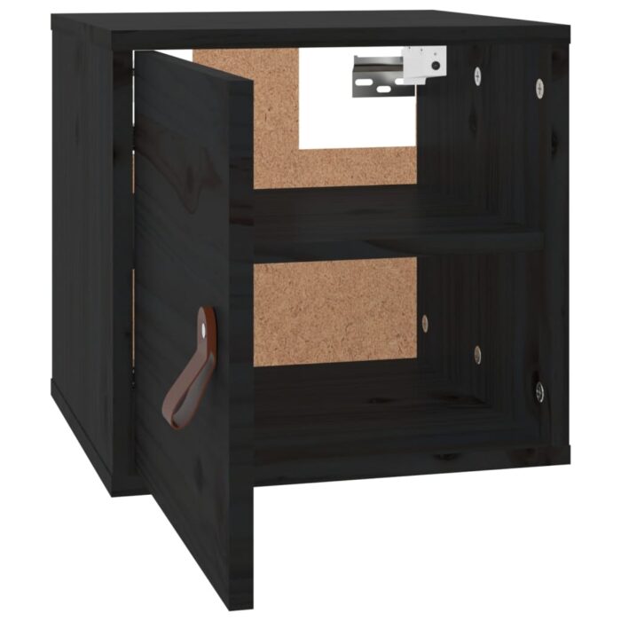 Armoire murale Noir 31,5x30x30 cm Bois de pin massif – Image 3
