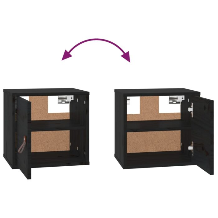 Armoire murale Noir 31,5x30x30 cm Bois de pin massif – Image 4