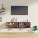 Armoires murales 2 pcs Gris 60x30x30 cm Bois de pin massif – Image 7