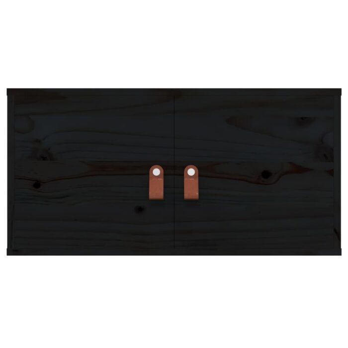 Armoires murales 2 pcs Noir 60x30x30 cm Bois de pin massif – Image 2
