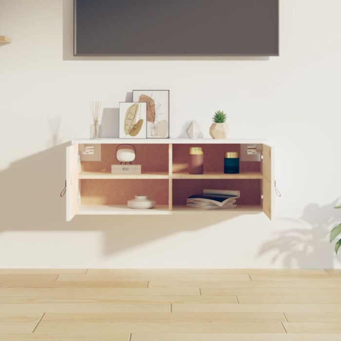 Armoire murale Blanc 80x30x30 cm Bois de pin massif – Image 6