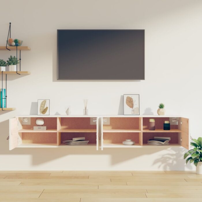 Armoires murales 2 pcs Blanc 80x30x30 cm Bois de pin massif – Image 7