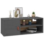 Armoire murale Gris 80x30x30 cm Bois de pin massif – Image 2