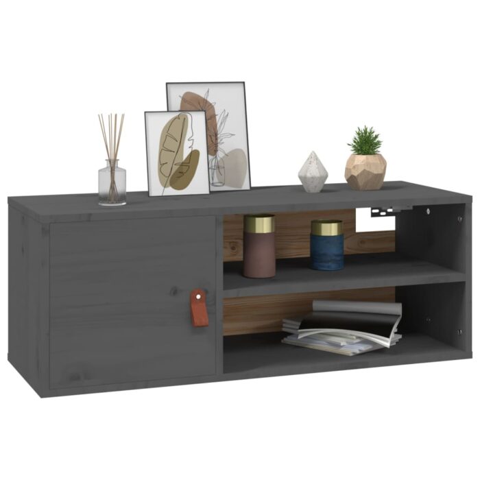 Armoire murale Gris 80x30x30 cm Bois de pin massif – Image 2