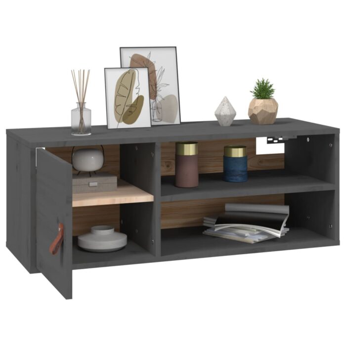 Armoire murale Gris 80x30x30 cm Bois de pin massif – Image 3