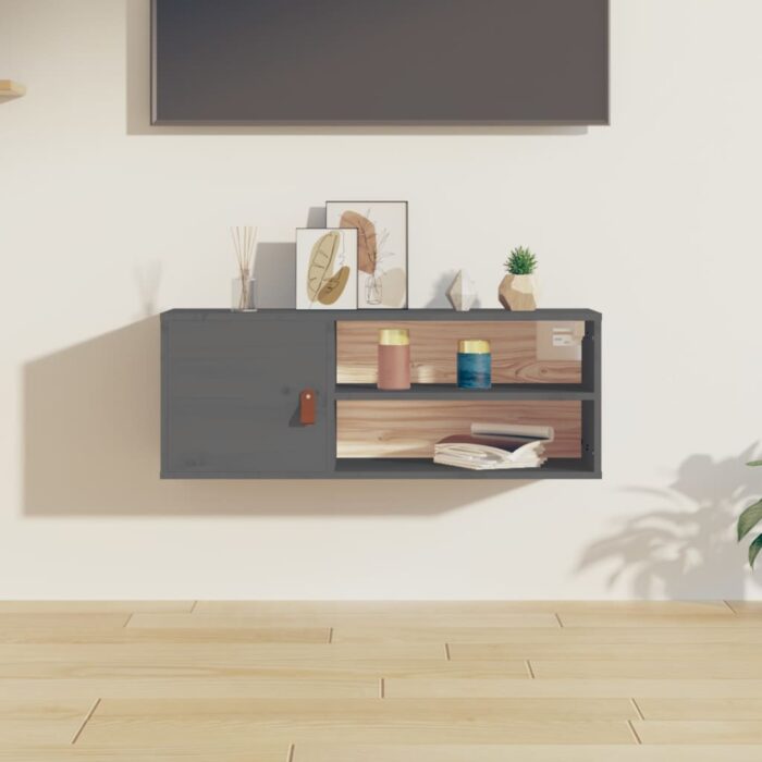 Armoire murale Gris 80x30x30 cm Bois de pin massif – Image 1