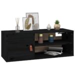 Armoire murale Noir 80x30x30 cm Bois de pin massif – Image 2