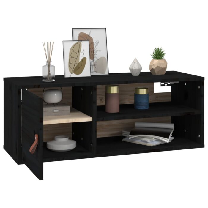 Armoire murale Noir 80x30x30 cm Bois de pin massif – Image 3