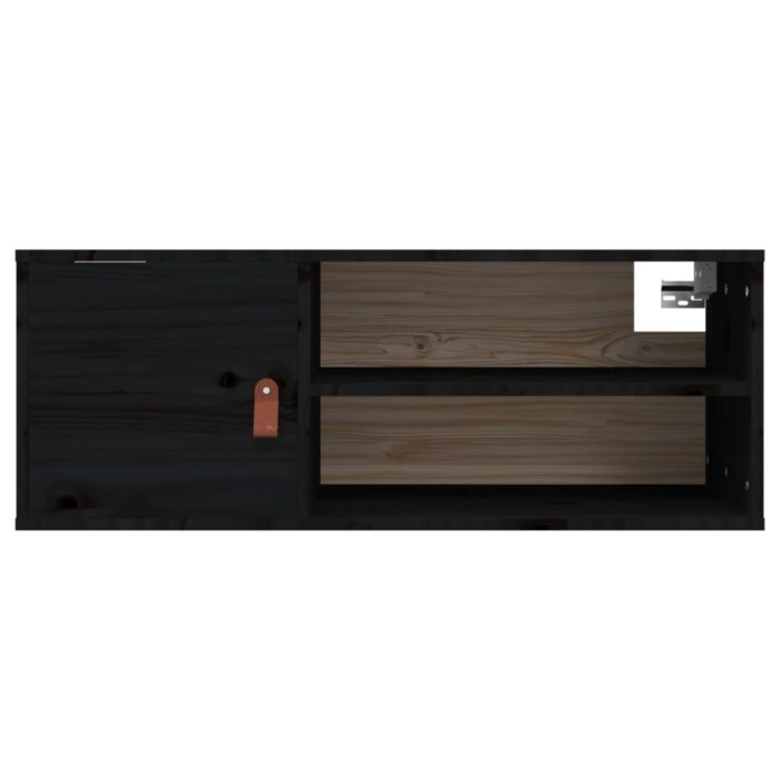 Armoire murale Noir 80x30x30 cm Bois de pin massif – Image 4