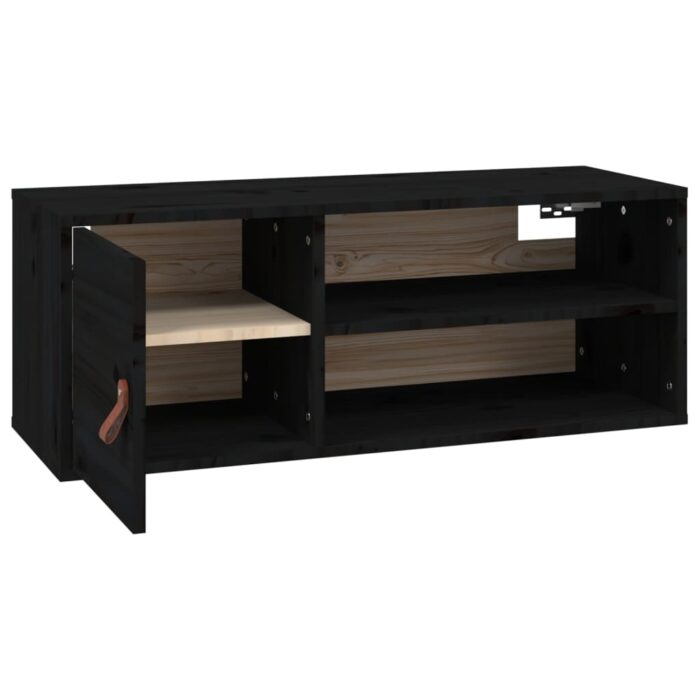 Armoire murale Noir 80x30x30 cm Bois de pin massif – Image 5