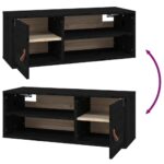 Armoire murale Noir 80x30x30 cm Bois de pin massif – Image 7