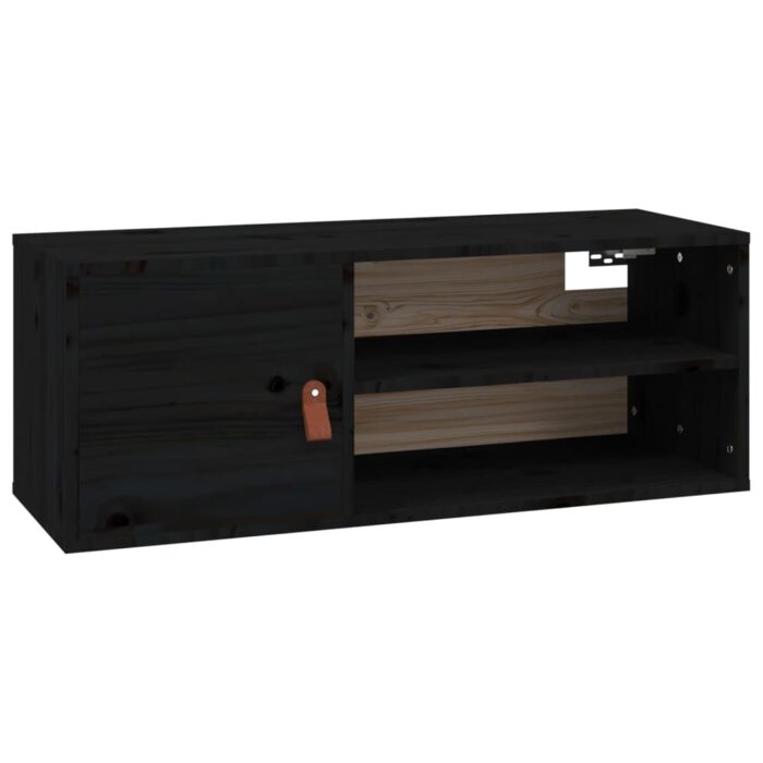 Armoires murales 2 pcs Noir 80x30x30 cm Bois de pin massif – Image 4