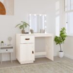 Coiffeuse avec LED Blanc 95x50x133,5 cm Bois de pin massif