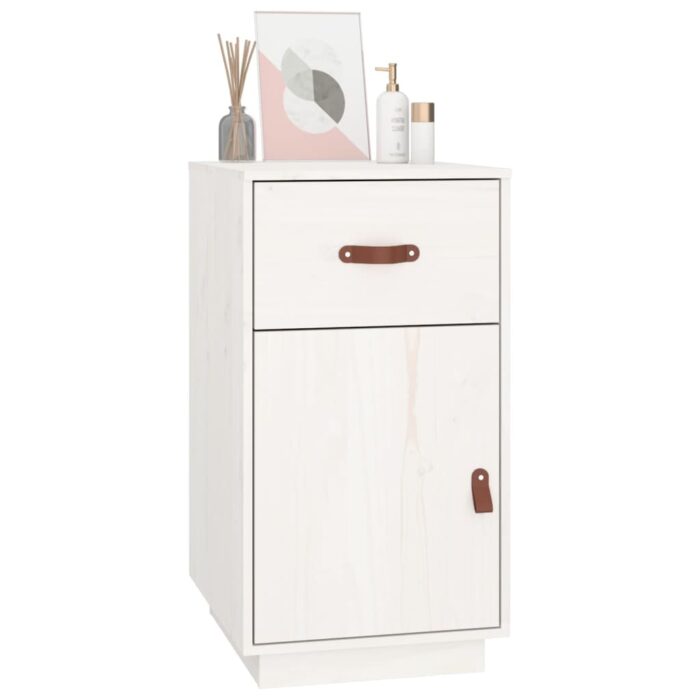Armoire de bureau Blanc 40x50x75 cm Bois massif de pin – Image 2