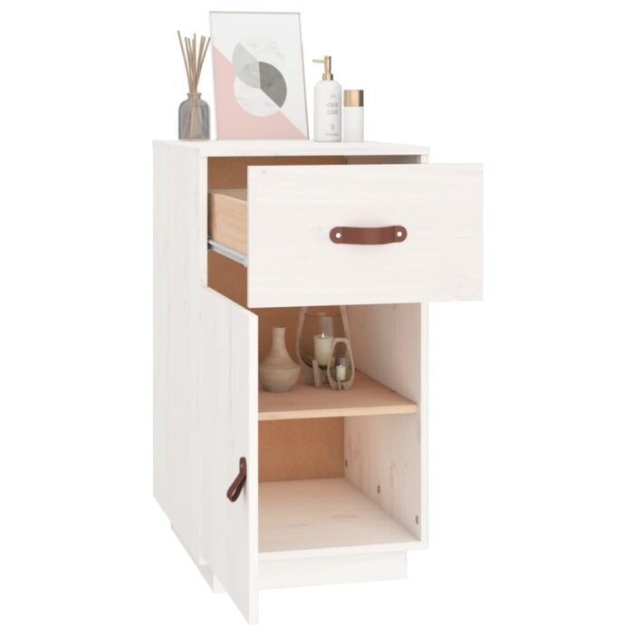 Armoire de bureau Blanc 40x50x75 cm Bois massif de pin – Image 3