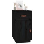 Armoire de bureau Noir 40x50x75 cm Bois massif de pin – Image 2