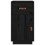 Armoire de bureau Noir 40x50x75 cm Bois massif de pin – Image 4